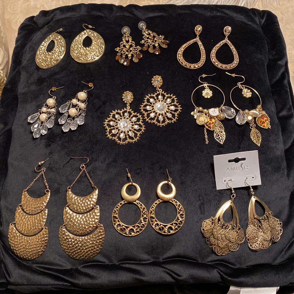 HUGE Bundle of Gold Costume Earrings